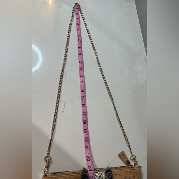 Elaine Turner Tan and Black Crossbody Bag with Geometric Trim - Picture 15 of 16